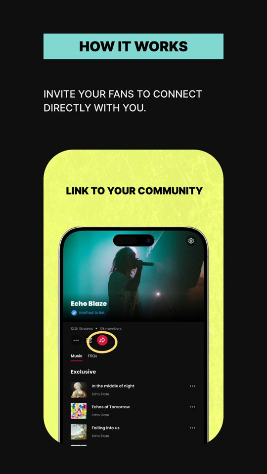 The artist invites fans with a link to their own community