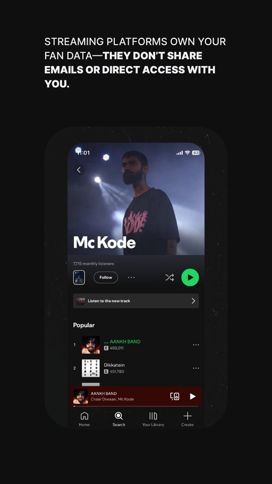 An artist's page, as fans see it
