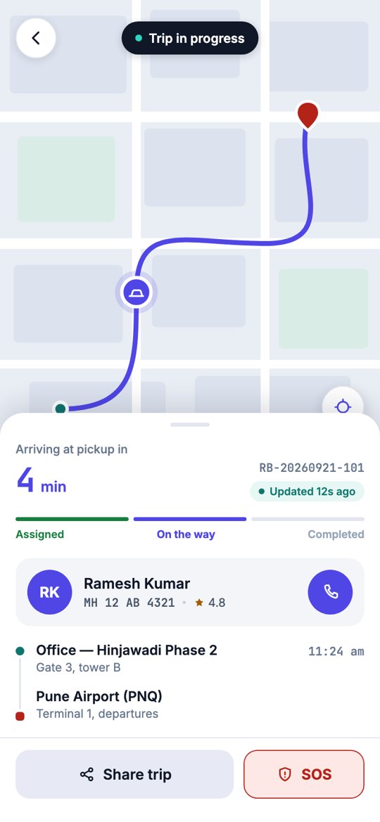 Live tracking: the driver on the map, ETA, Share trip and SOS