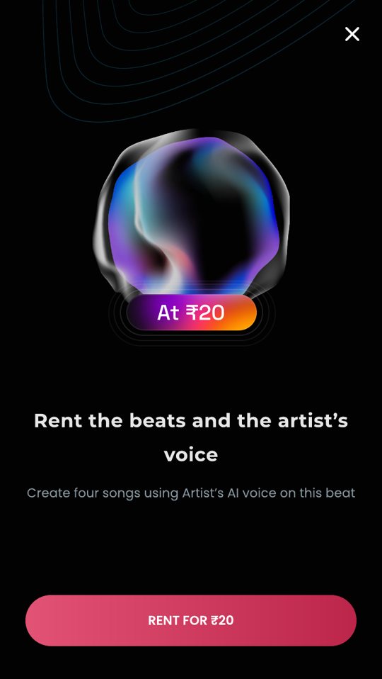 Rent an artist's beats and AI voice for ₹20