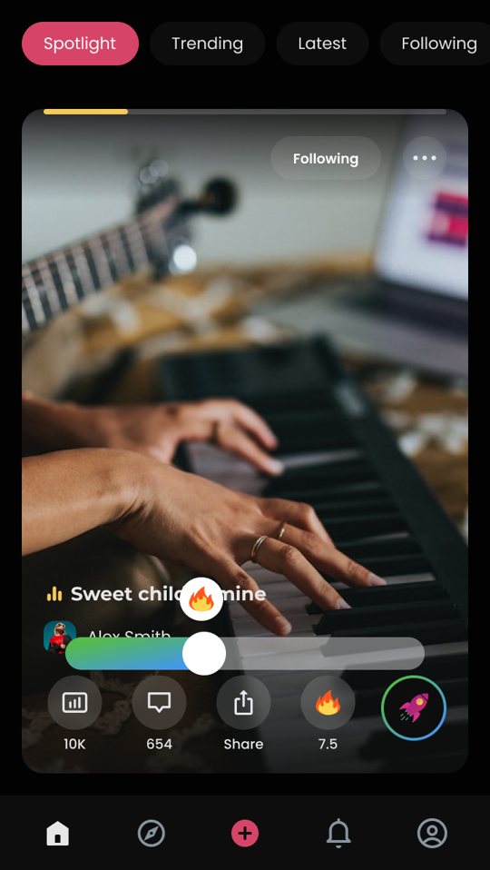 Rating a jam: drag the fire slider from 1 to 10